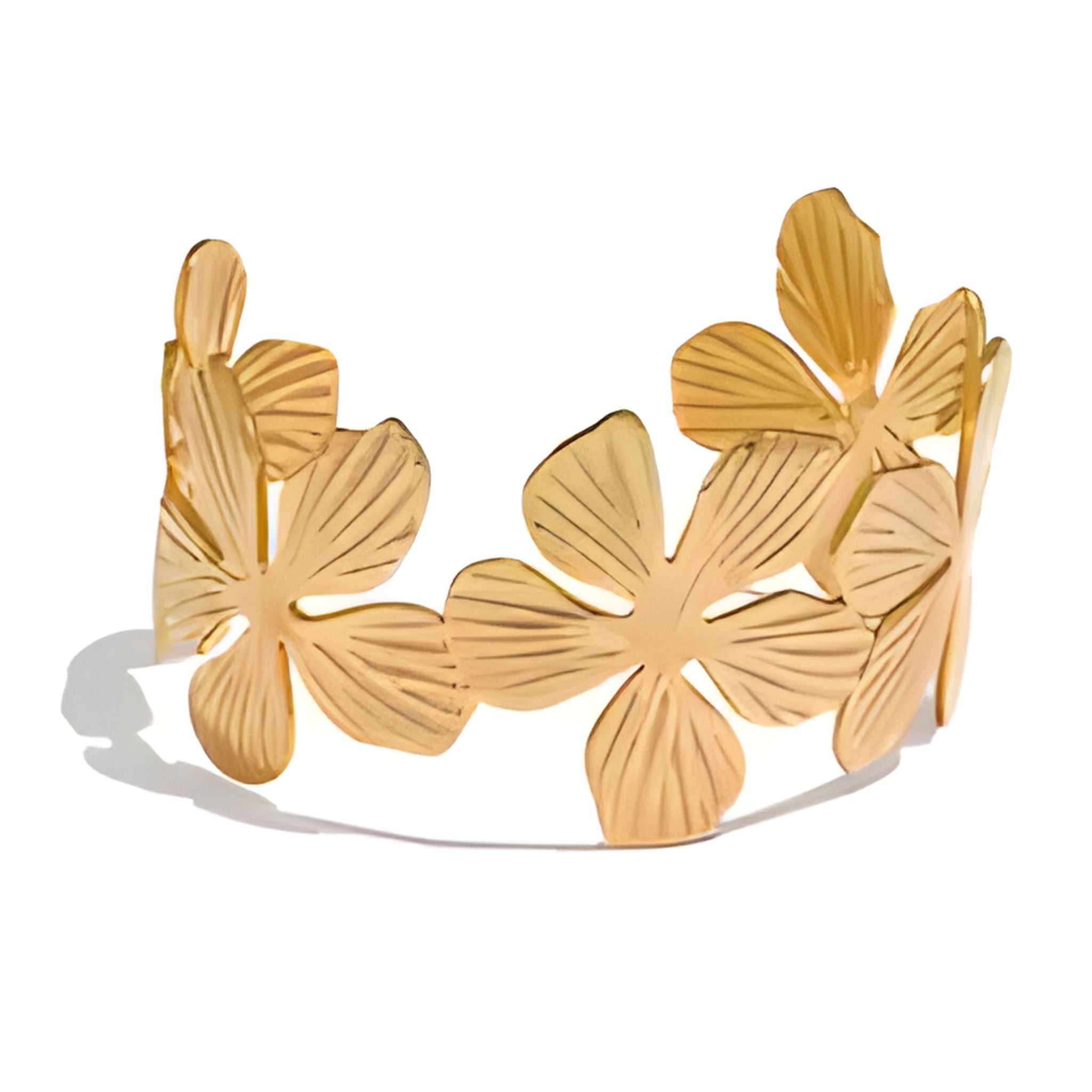 Gold Flower Cuff Bracelet
