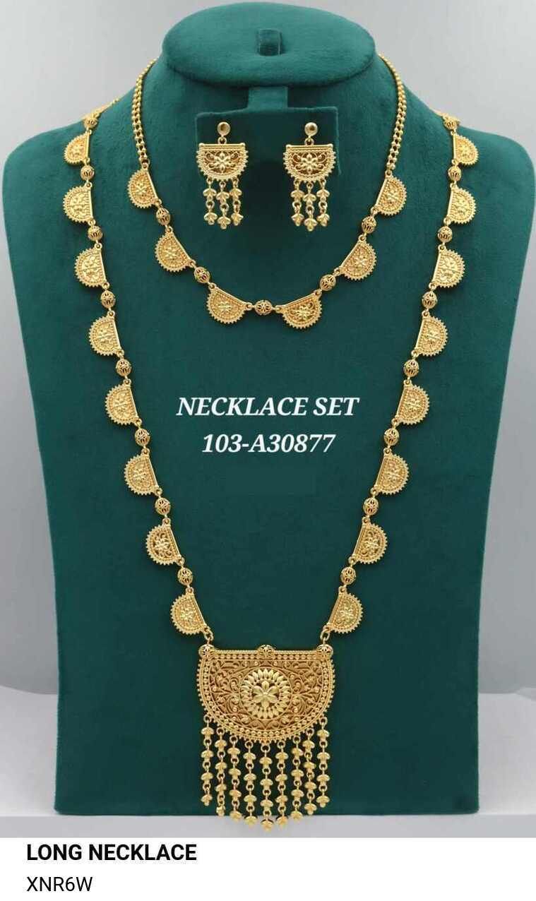 Half Circle Long Gold Chain Necklace