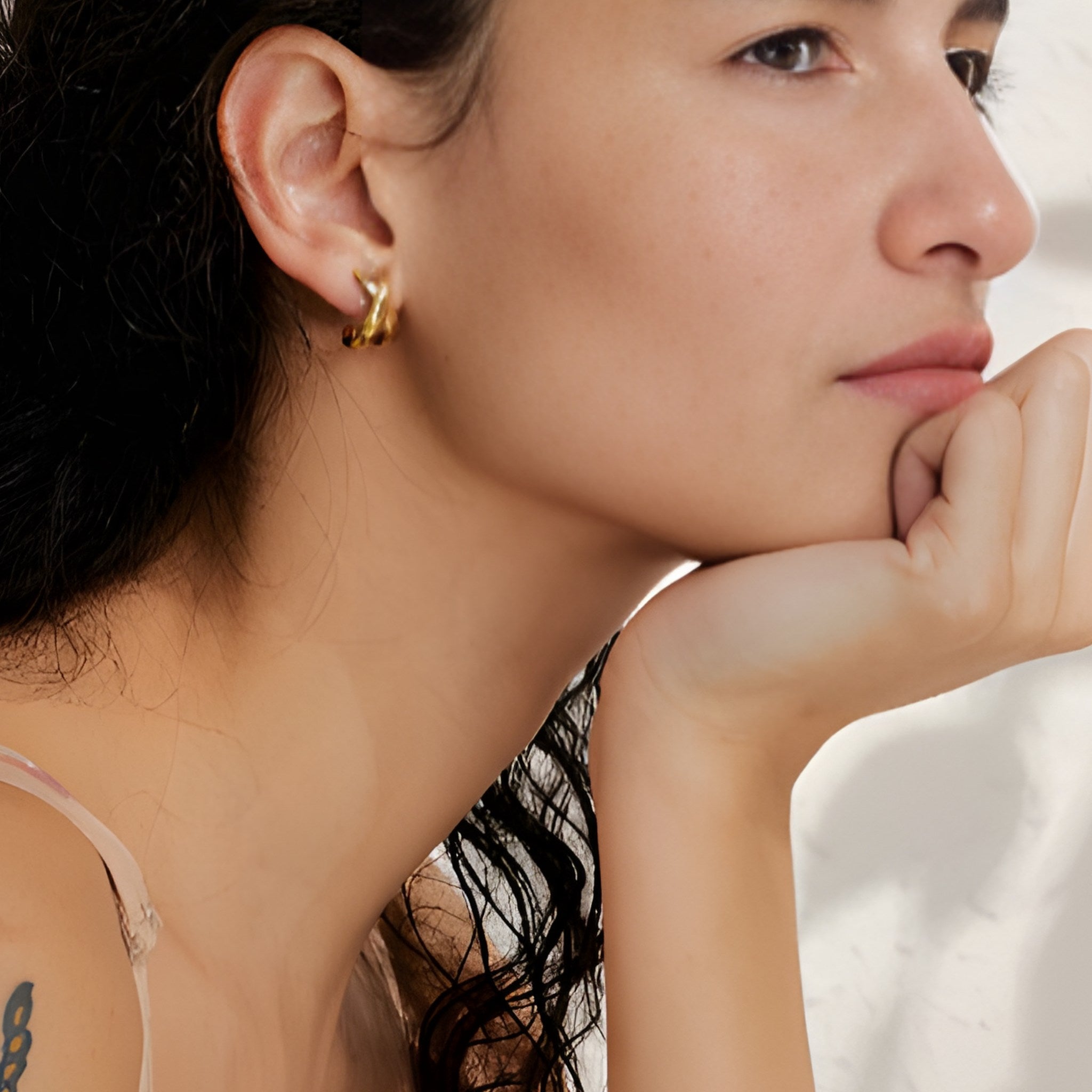 18K PVD X-Shape Stud Earrings