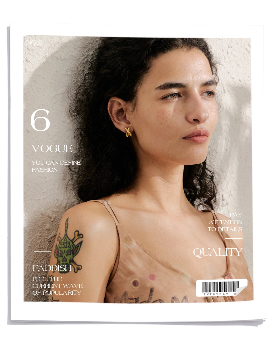 18K PVD X-Shape Stud Earrings