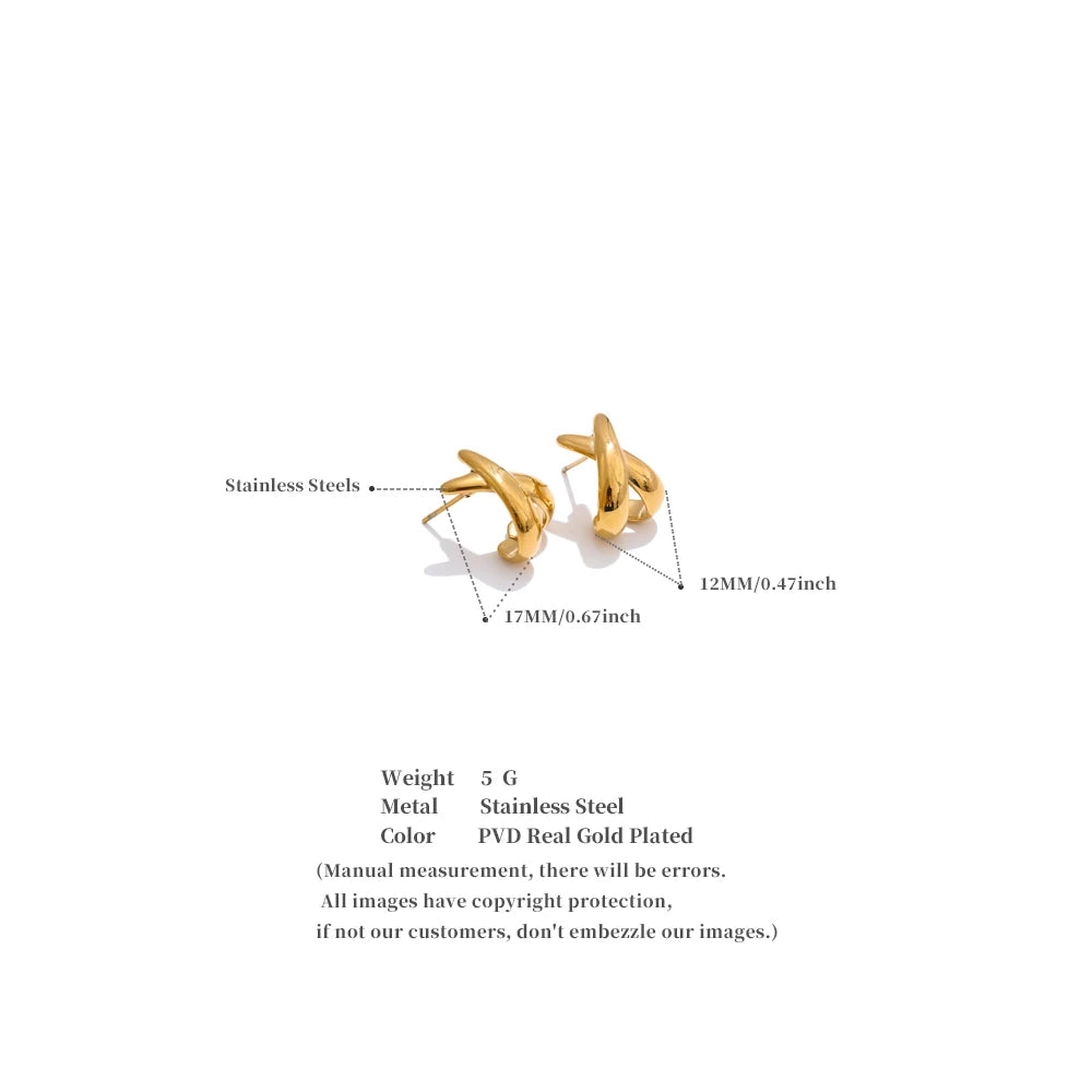 18K PVD X-Shape Stud Earrings