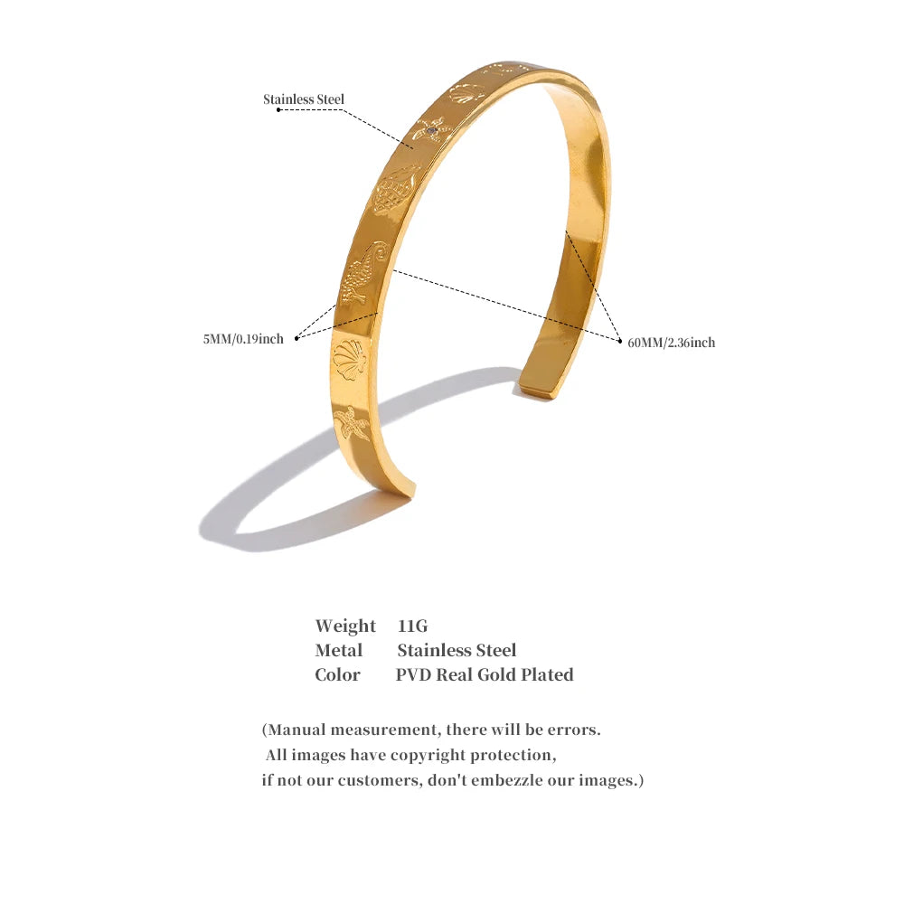 Ocean Series Shell & Starfish Open Bracelet