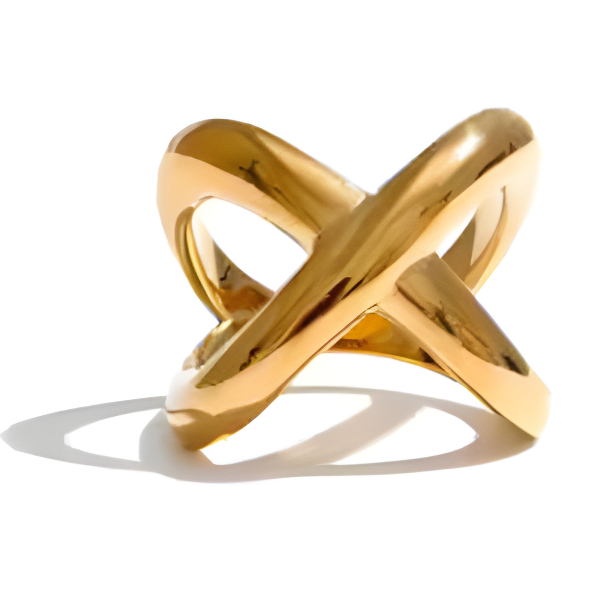 PVD Plated X-Shape Geometric Ring
