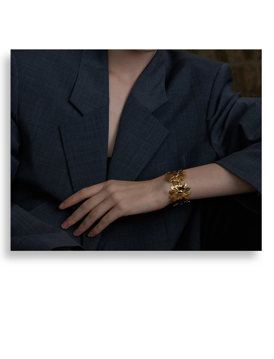 Sunflower Wide Cuff Bracelet