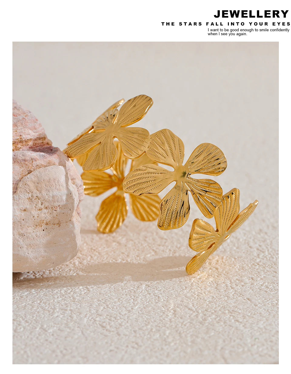 Gold Flower Cuff Bracelet