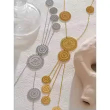 Silver Plated Hollow Round Long Drop Necklace