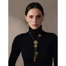 Silver Plated Hollow Round Long Drop Necklace