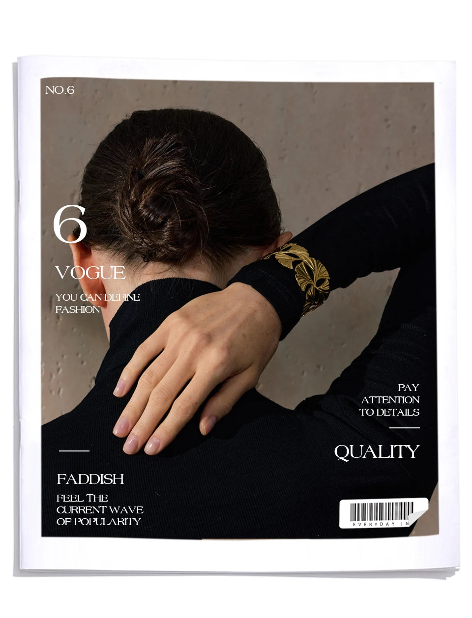 18K Gold PVD Ginkgo Biloba Cuff Bracelet