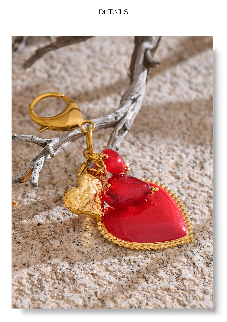 Red Glass Heart Keychain