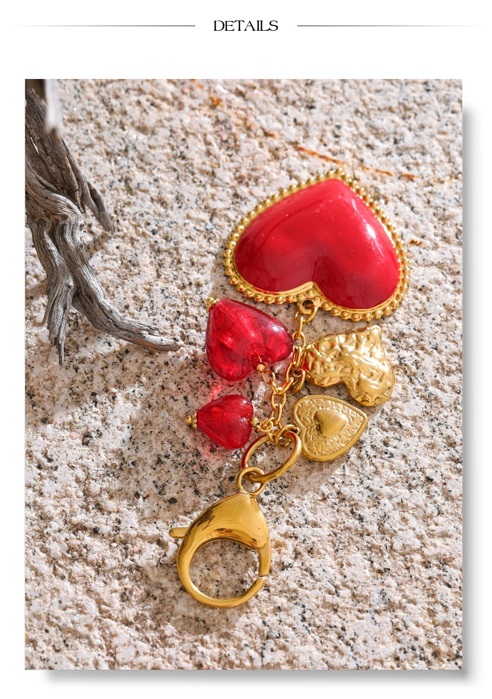 Red Glass Heart Keychain