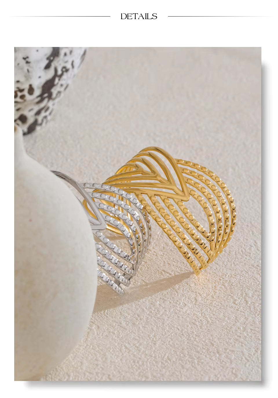 Geometric Hollow Stainless Steel Cuff