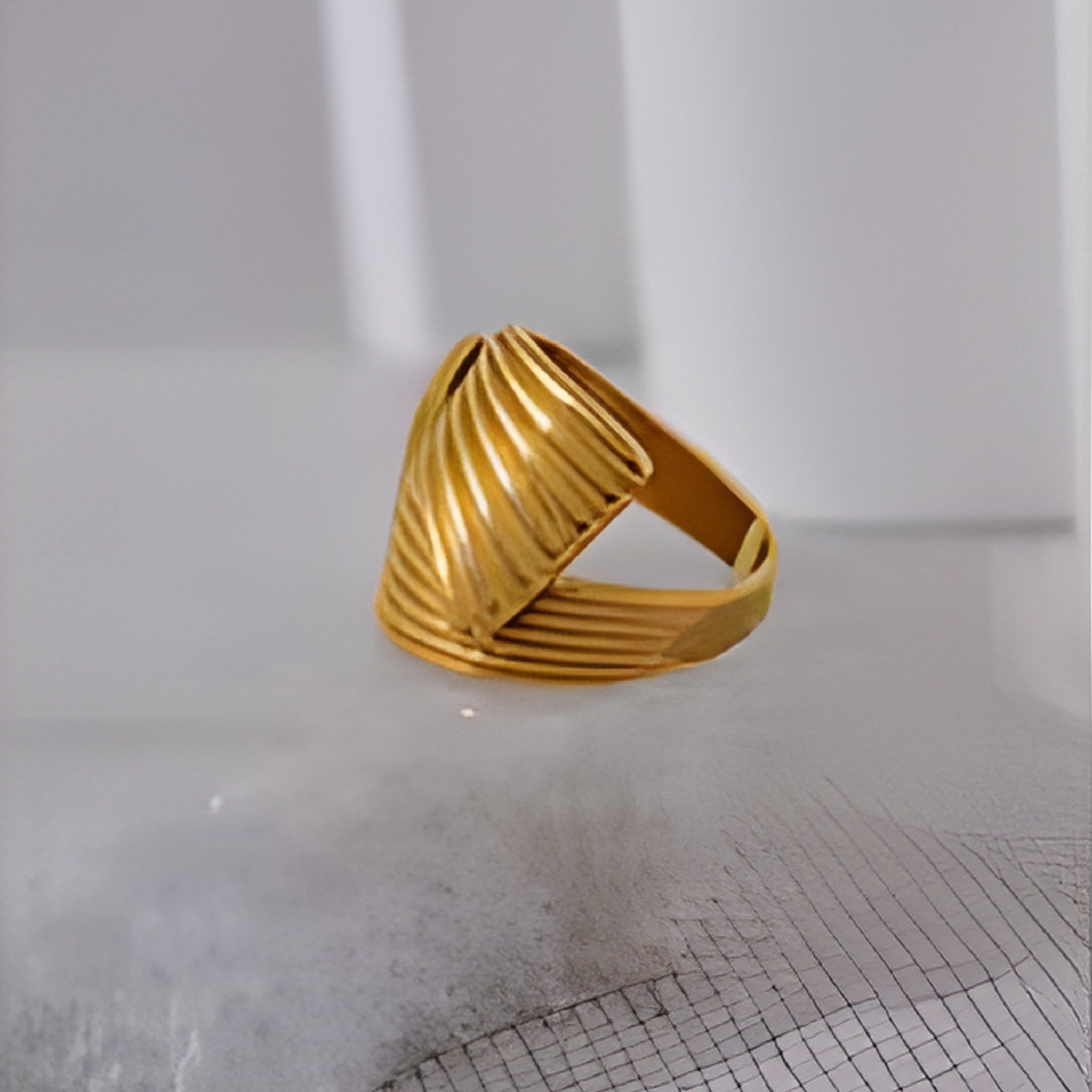 Geometric Golden Wide Ring