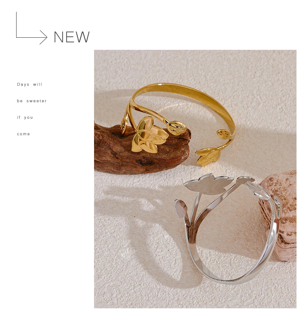 Geometric Hollow Stainless Steel Cuff