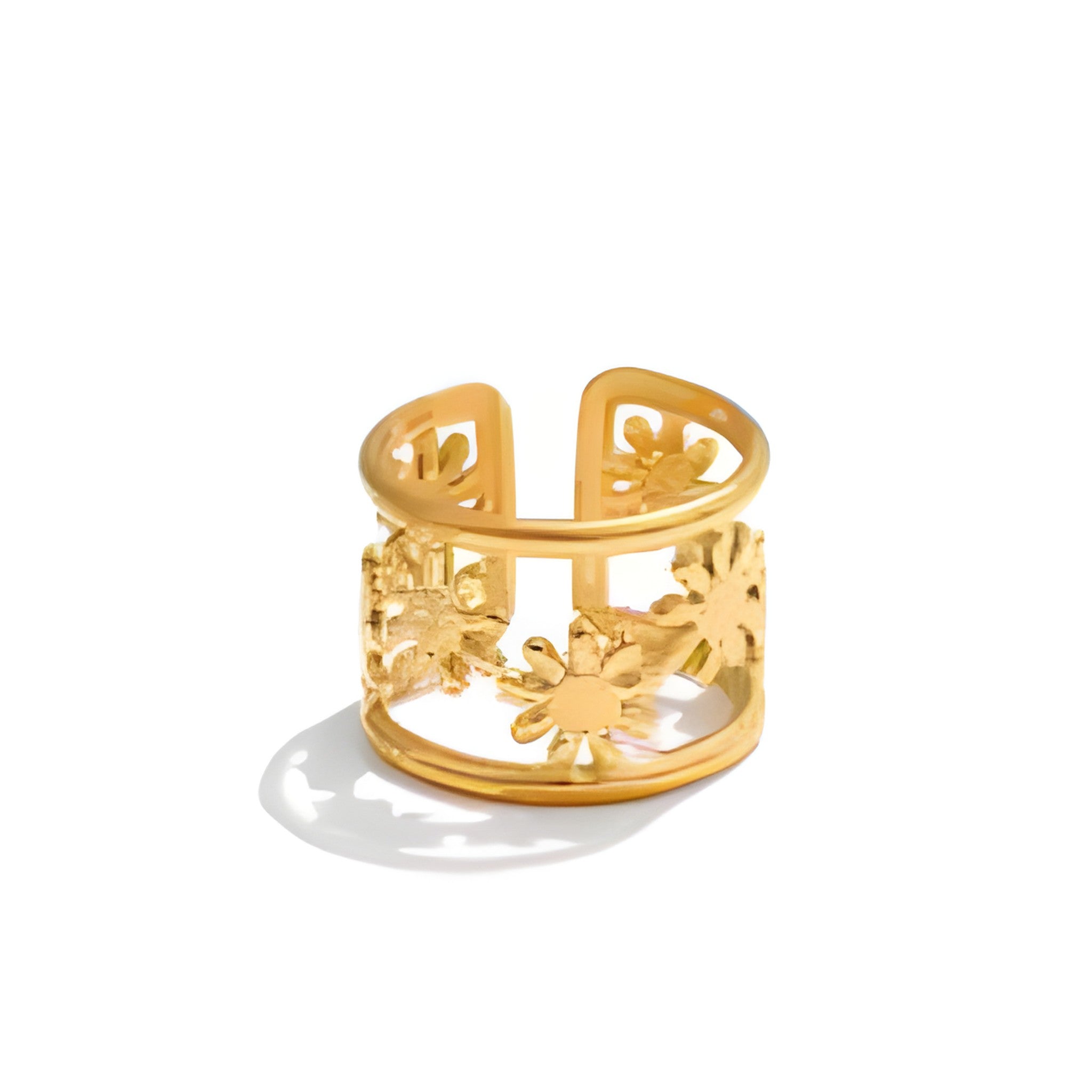 Stainless Steel Flower Hollow Ring