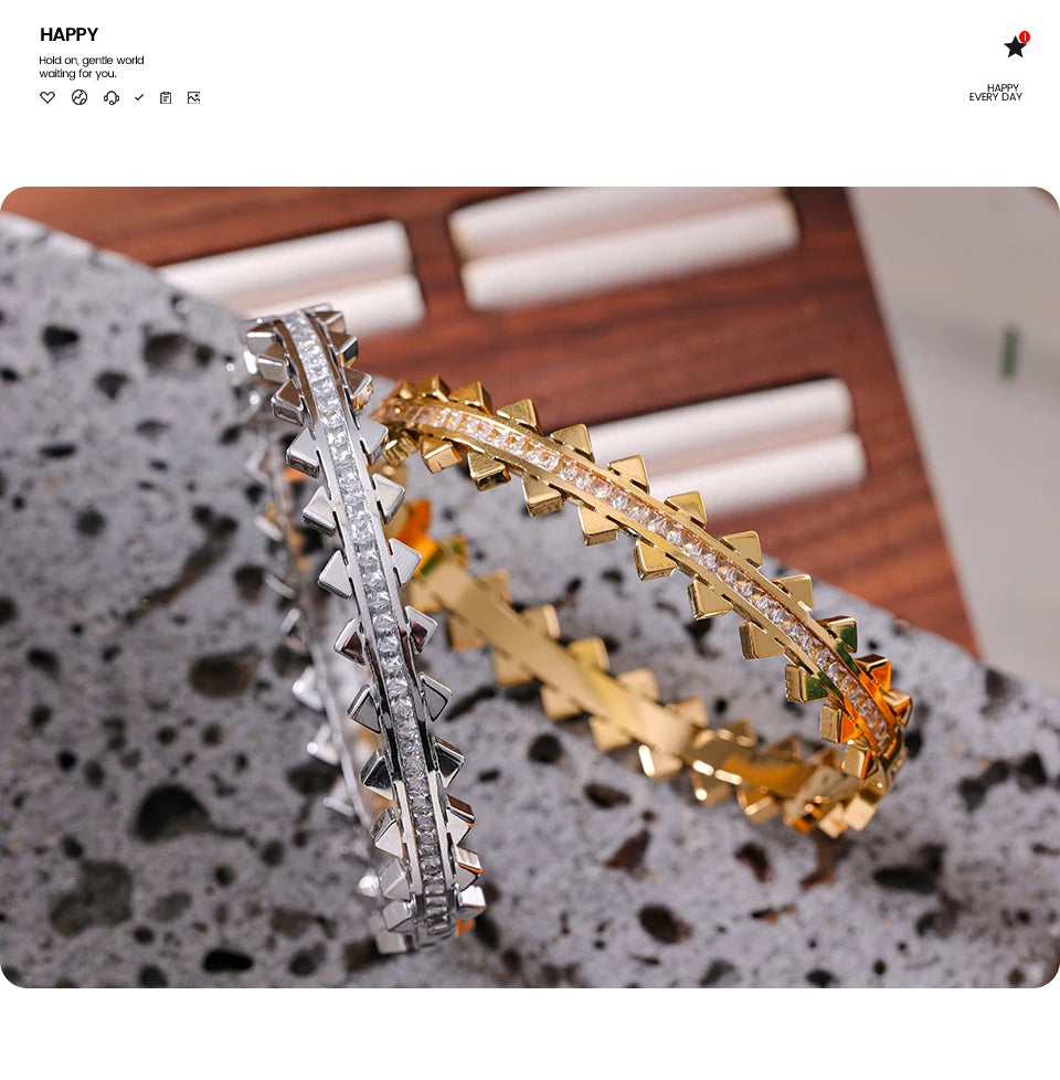 Gold Cubic Zirconia Geometric Bracelet