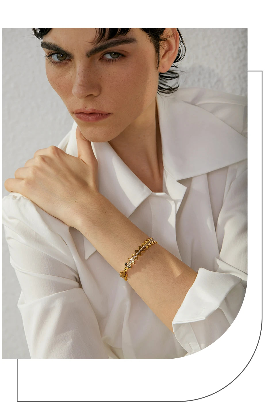 Gold Cubic Zirconia Geometric Bracelet