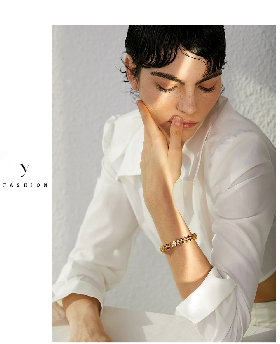 Gold Cubic Zirconia Geometric Bracelet