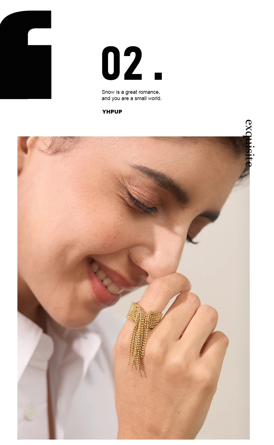 18K Gold PVD Chain Tassel Adjustable Ring