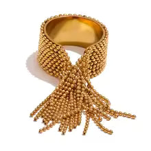 18K Gold PVD Chain Tassel Adjustable Ring
