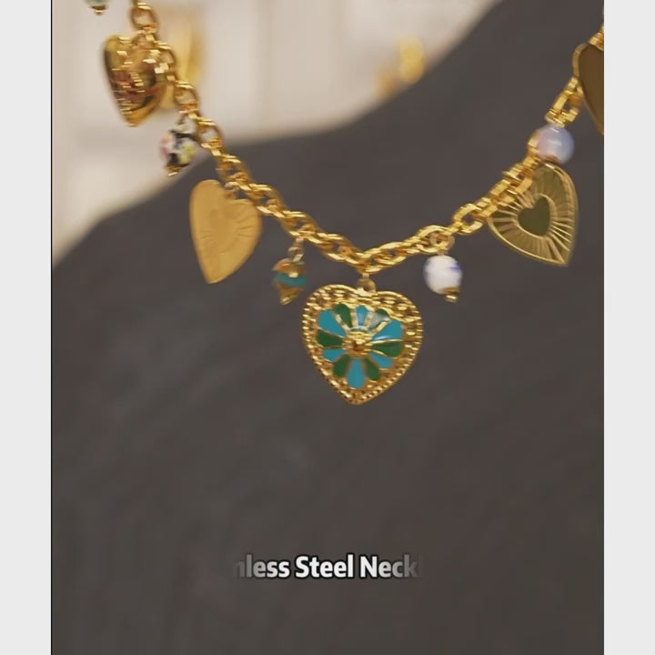 Ceramic Beads Heart Necklace