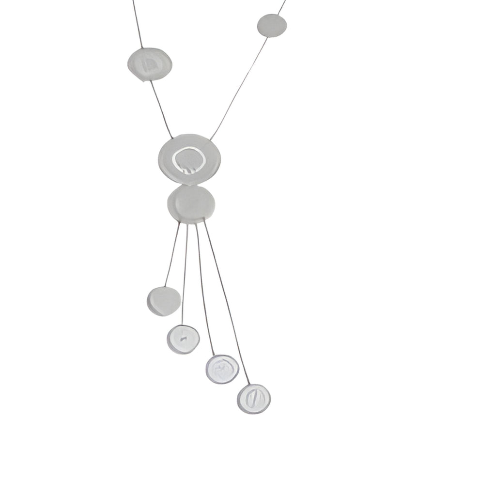 Silver Plated Hollow Round Long Drop Necklace