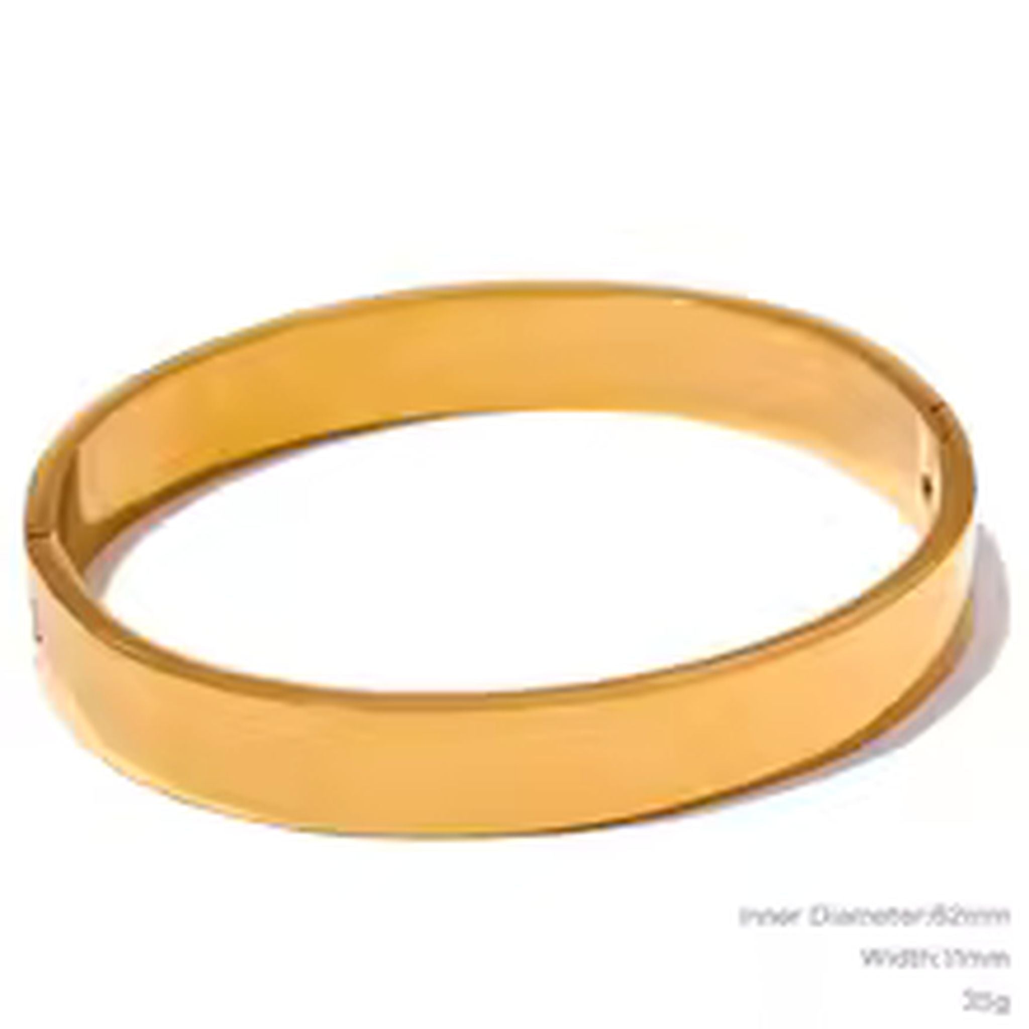 Gold Stainless Steel Wide Round Bracelet