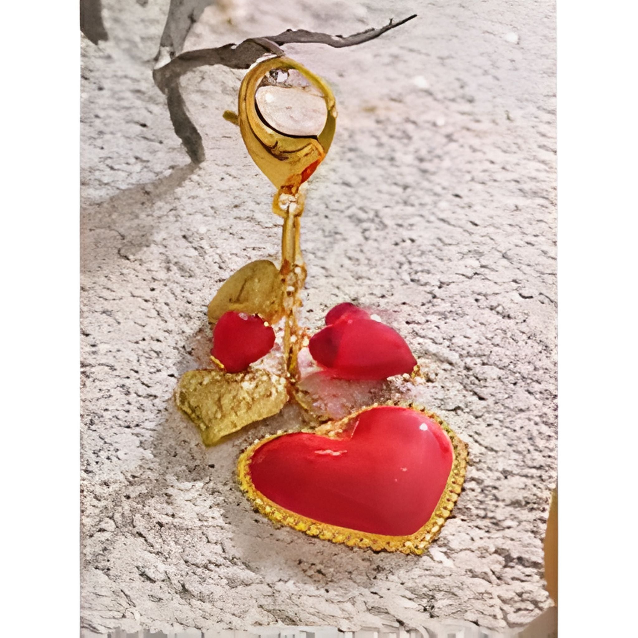 Red Glass Heart Keychain