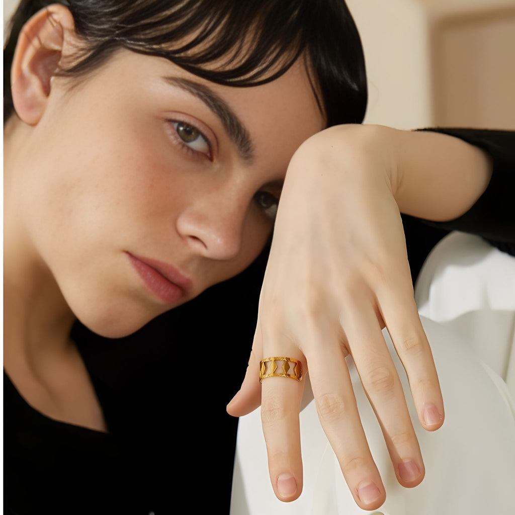 Rhombus Geometric Open Ring