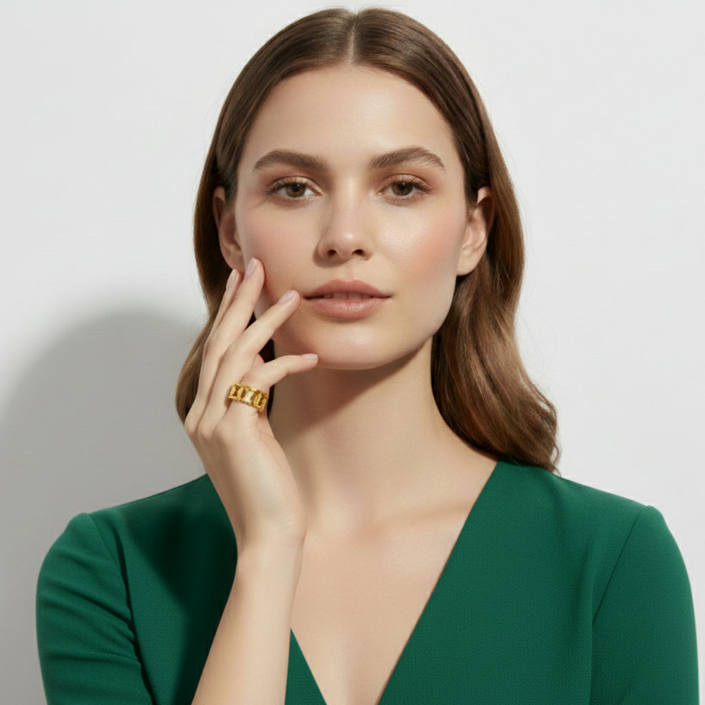 Rhombus Geometric Open Ring