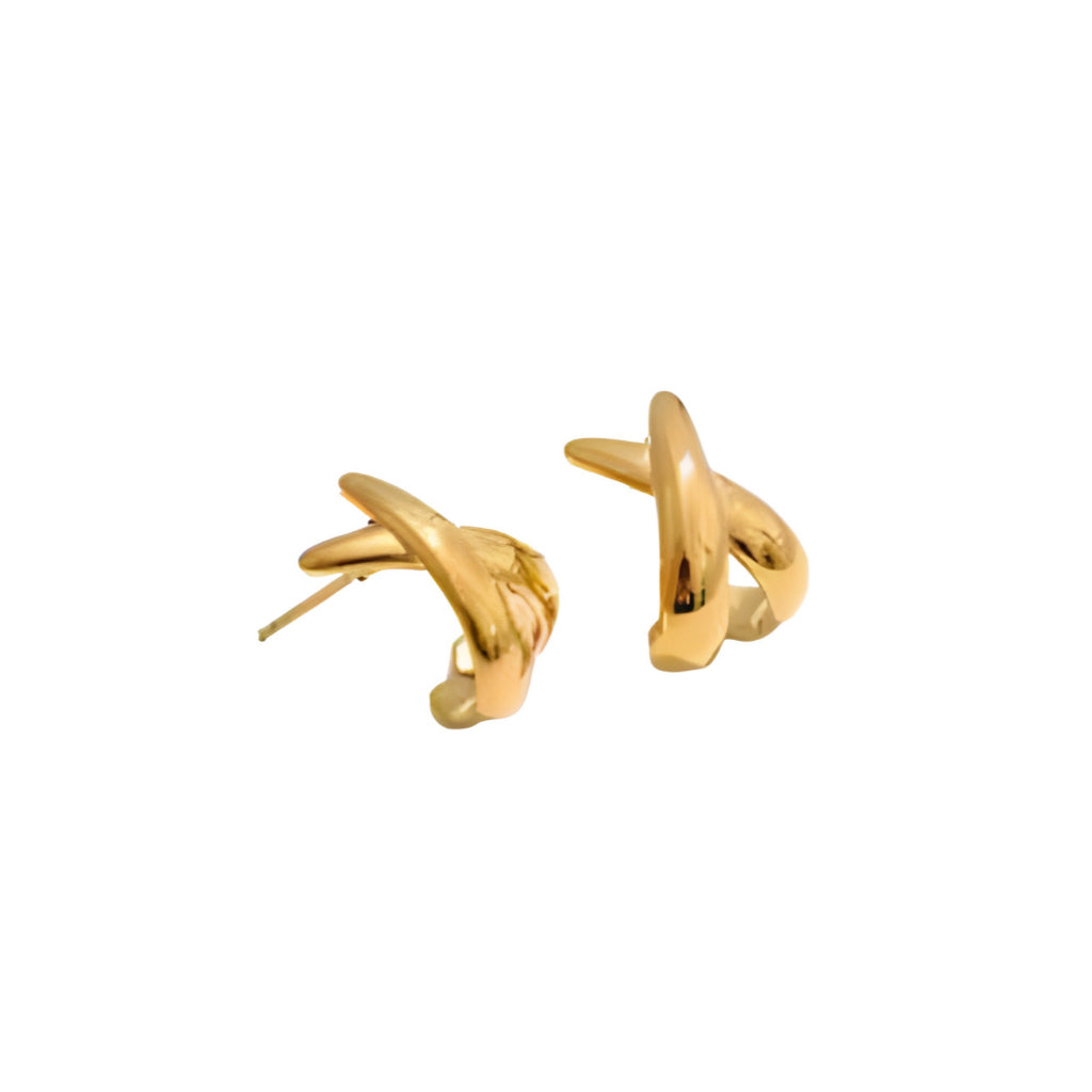 18K PVD X-Shape Stud Earrings