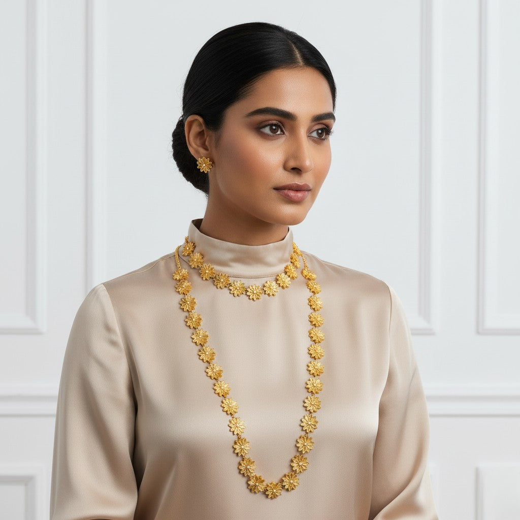 Floral Gold Jewelry Set