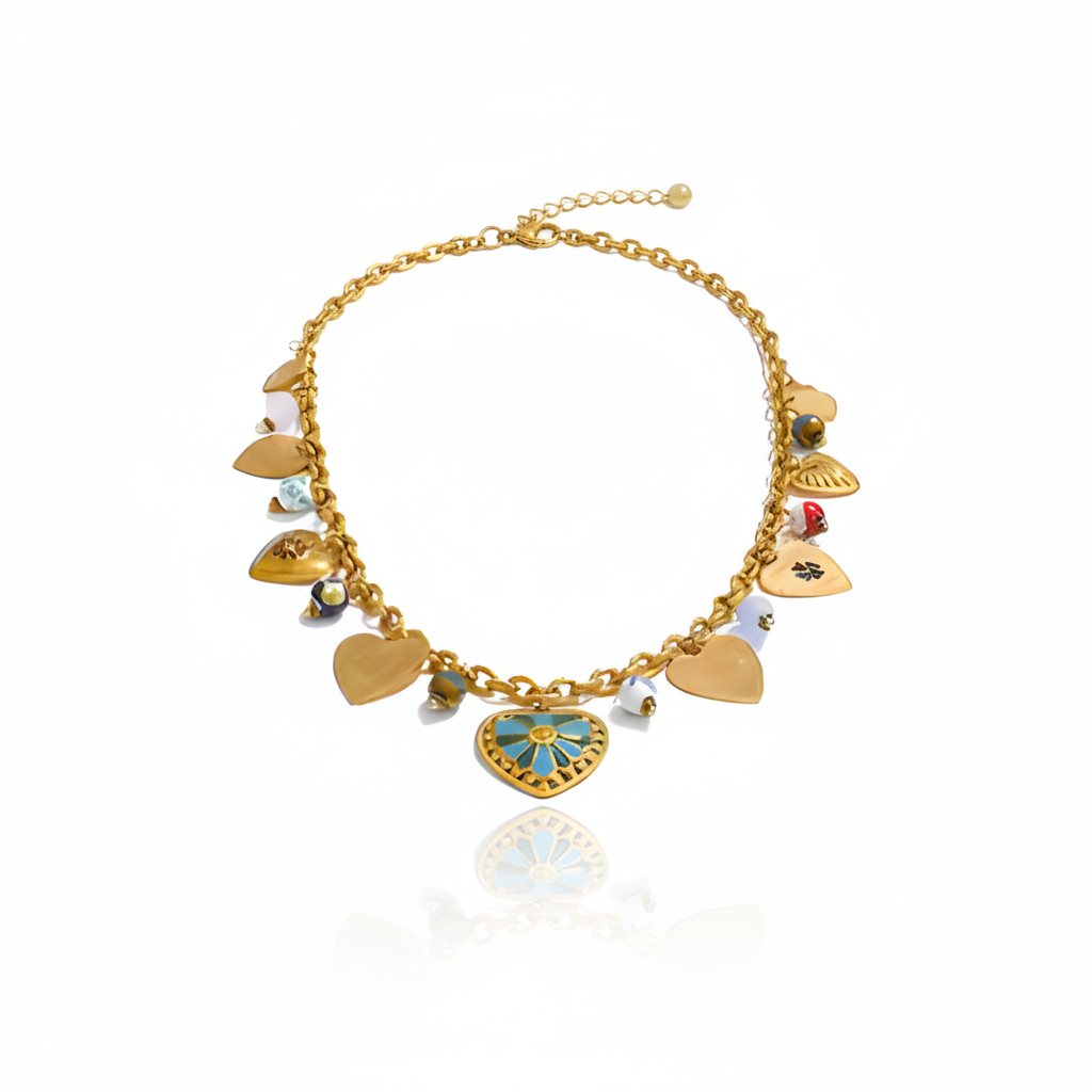 Ceramic Beads Heart Necklace