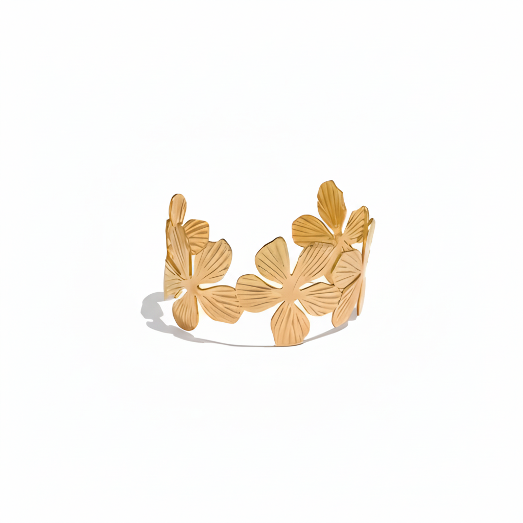 Gold Flower Cuff Bracelet