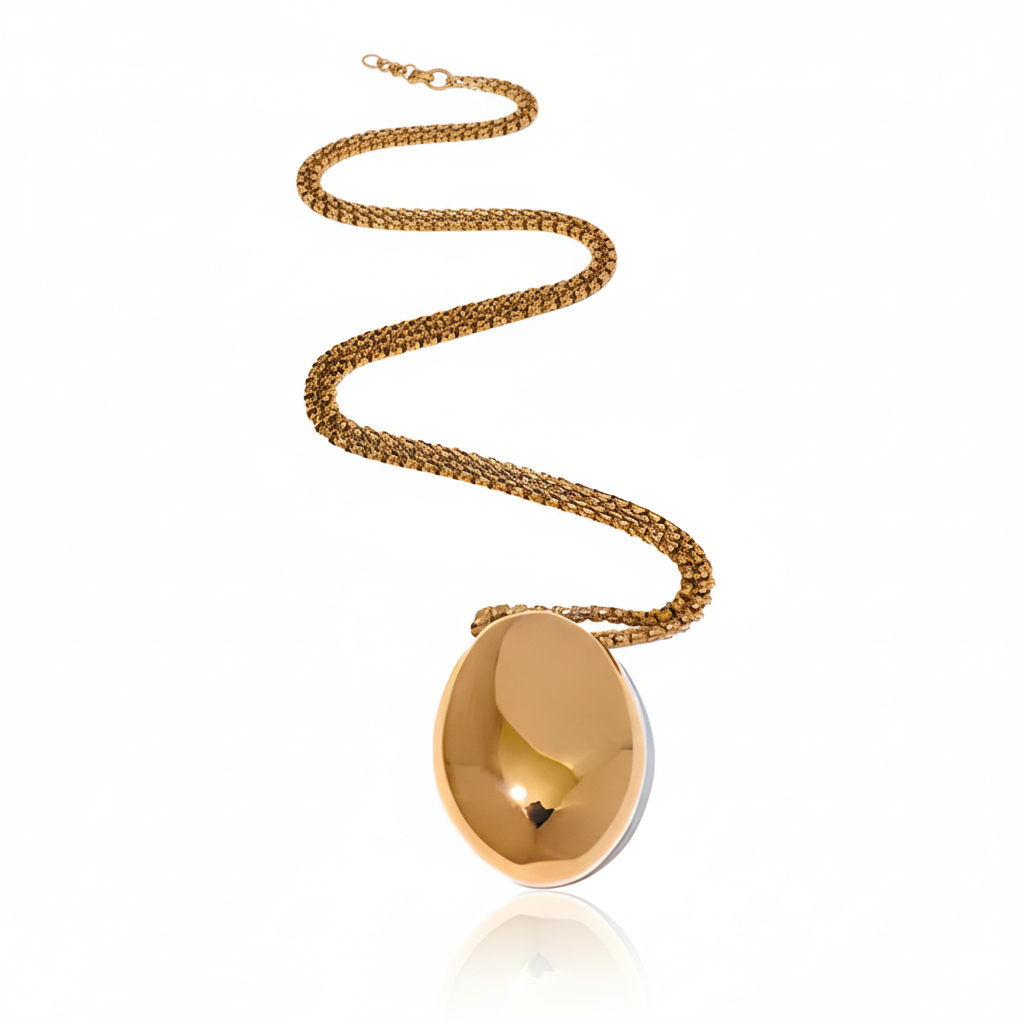 Minimalist 316L Stainless Steel Oval Pendant Necklace