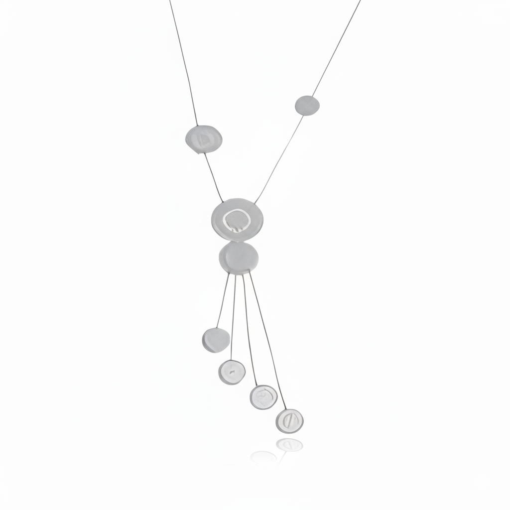 Silver Plated Hollow Round Long Drop Necklace