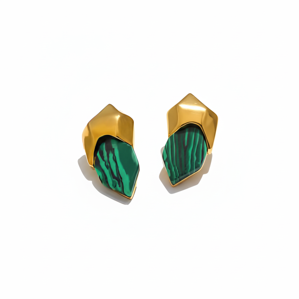 Green Malachite Stud Earrings