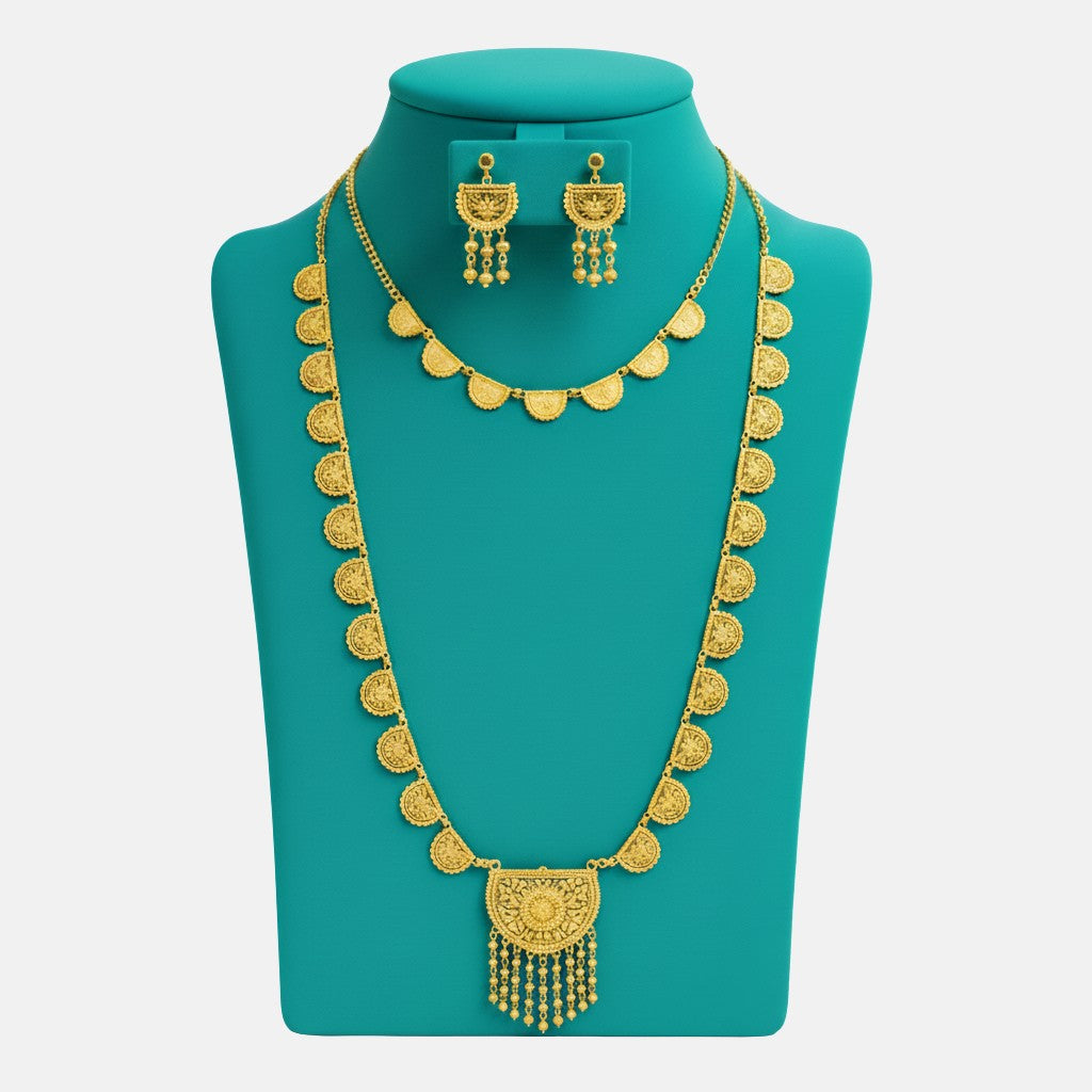 Half Circle Long Gold Chain Necklace