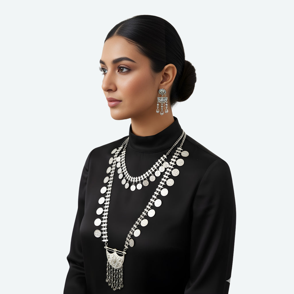 Long Silver Chain Necklace