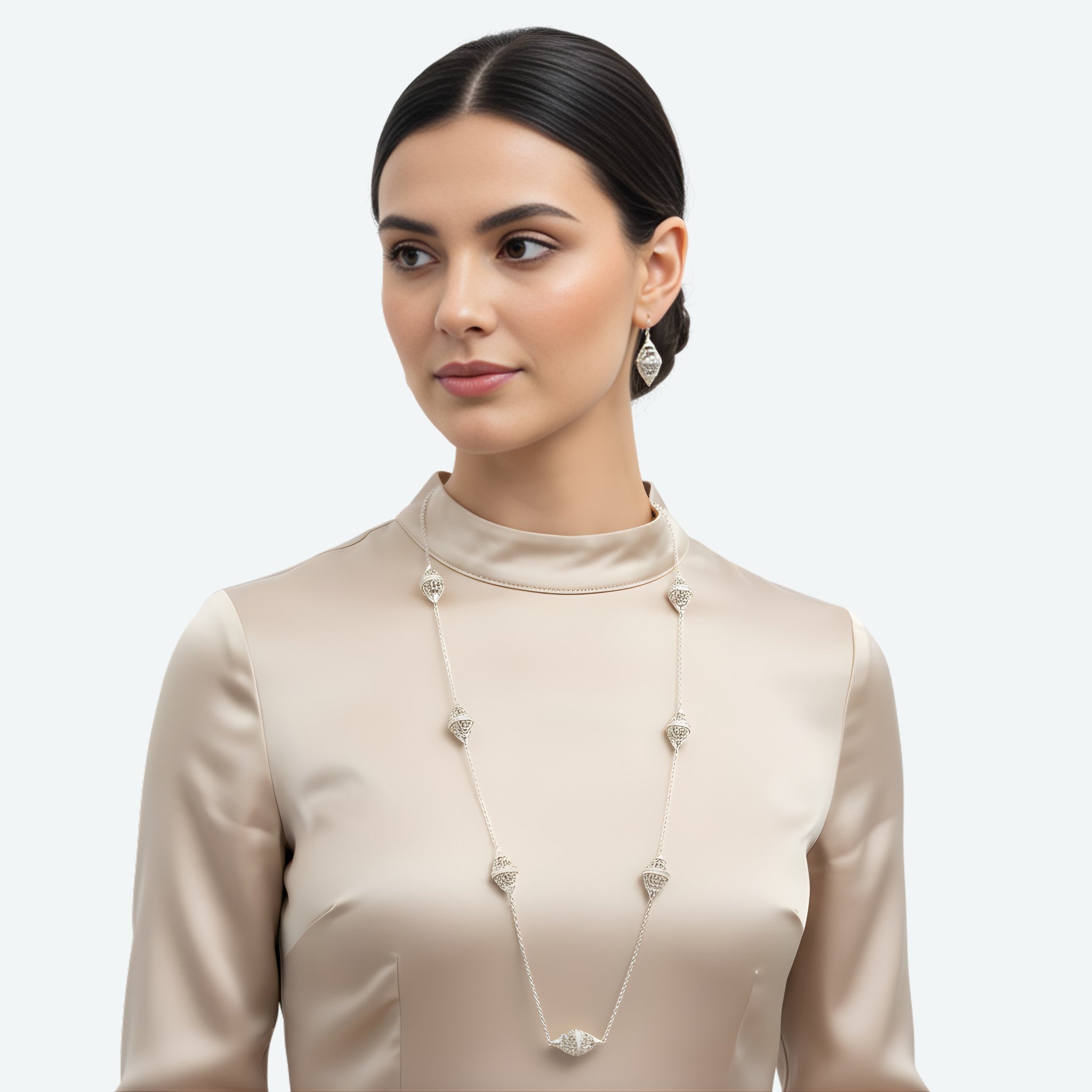 Long Tamra Silver Chain Necklace