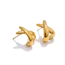18K PVD X-Shape Stud Earrings