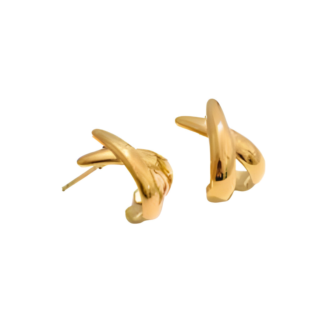 18K PVD X-Shape Stud Earrings