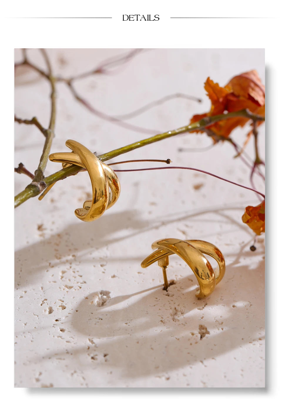 18K PVD X-Shape Stud Earrings