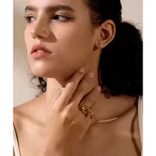 Stainless Steel Gold  Textured Ring