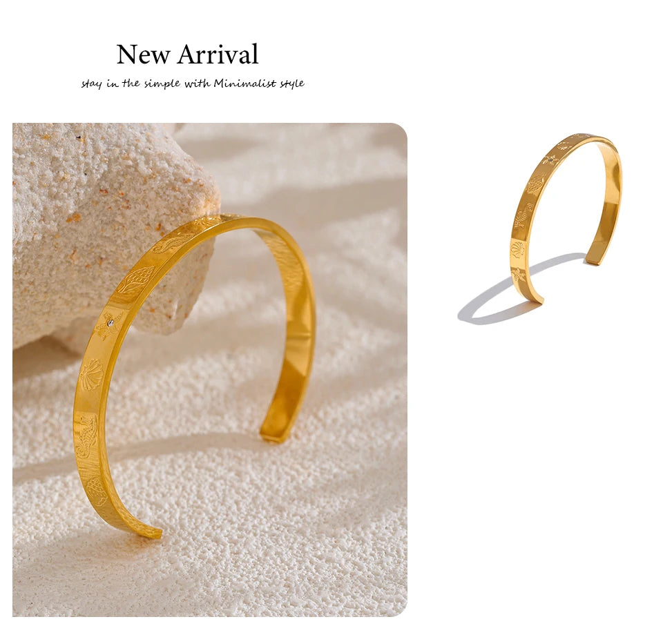 Ocean Series Shell & Starfish Open Bracelet