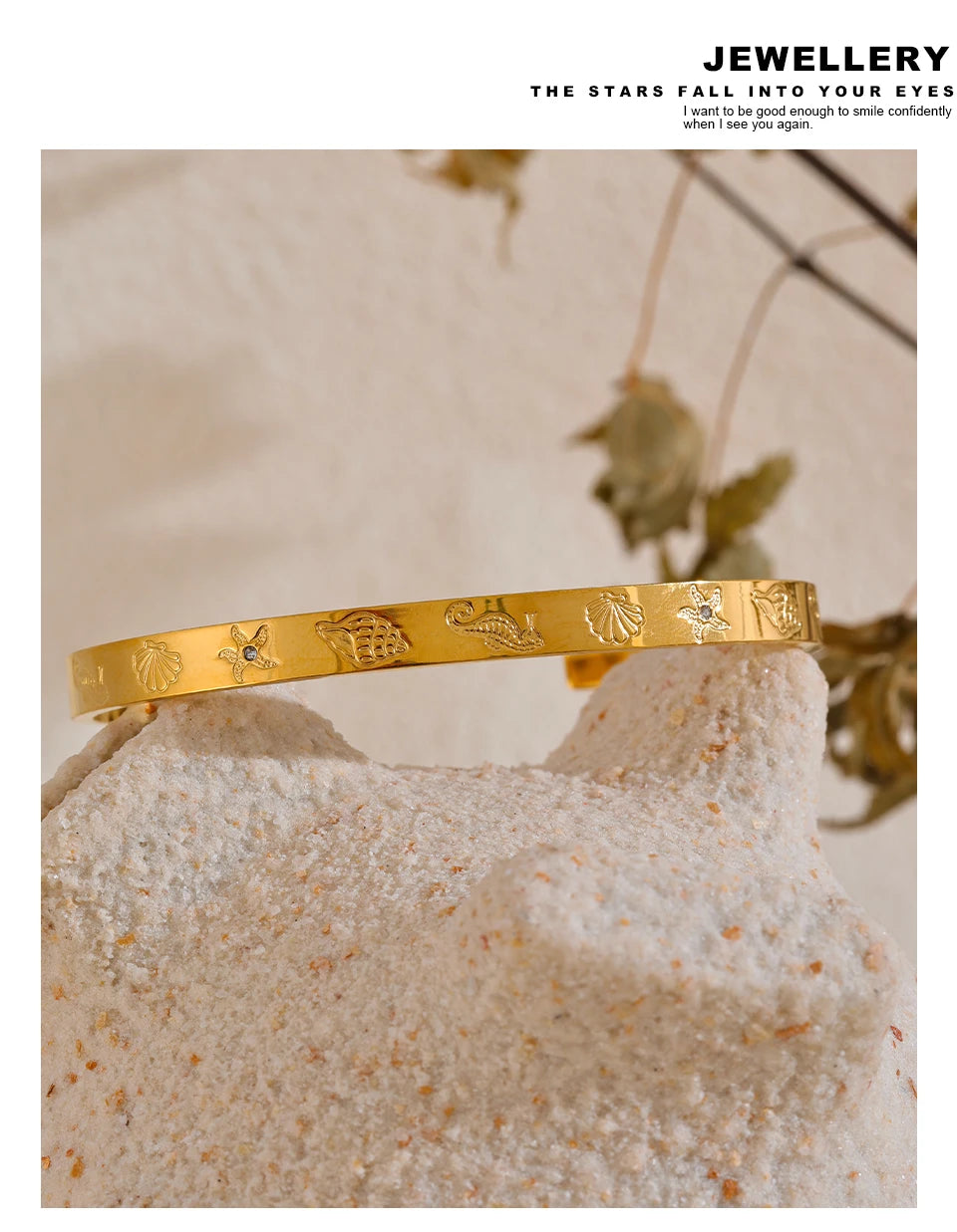 Ocean Series Shell & Starfish Open Bracelet