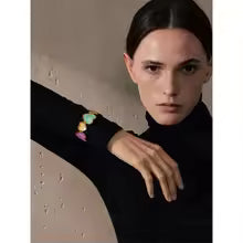 Colorful Enamel Heart Love Cuff Bracelet