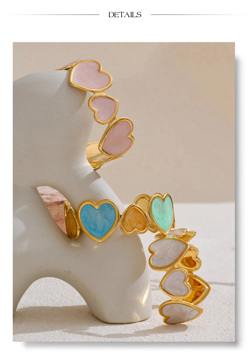 Colorful Enamel Heart Love Cuff Bracelet