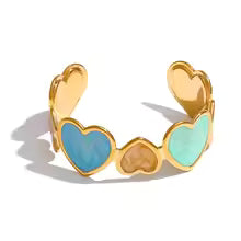 Colorful Enamel Heart Love Cuff Bracelet
