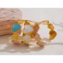 Colorful Enamel Heart Love Cuff Bracelet