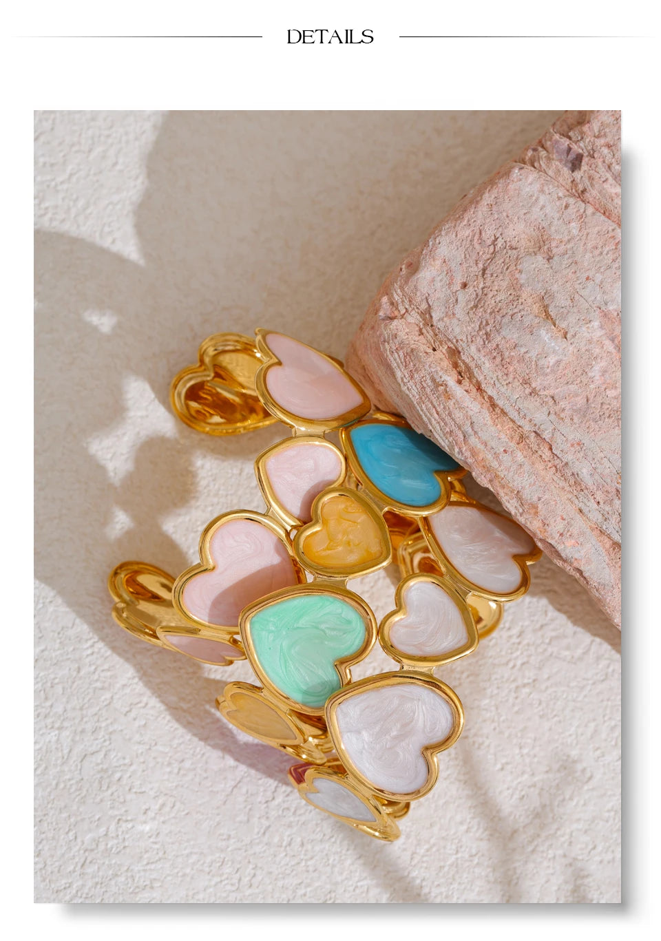 Colorful Enamel Heart Love Cuff Bracelet